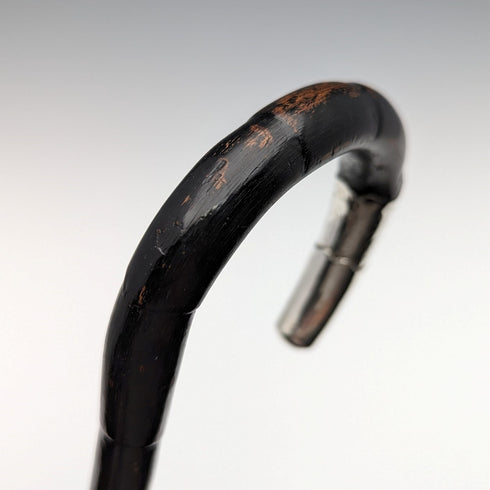 1910年頃 英国アンティーク レディース用ステッキ 曲がりハンドル 純銀装飾 83cm